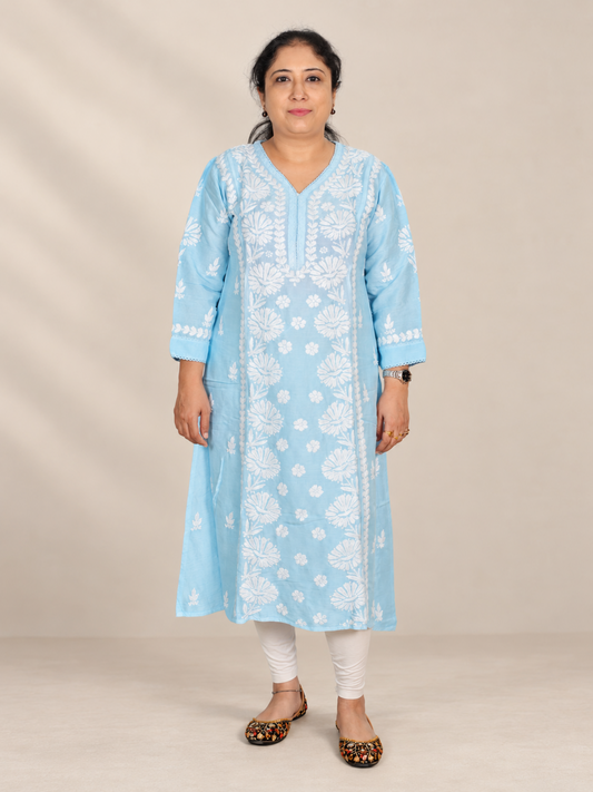Powder Blue Muslin Kurti