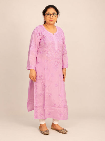 Pink Chanderi Straight Kurti