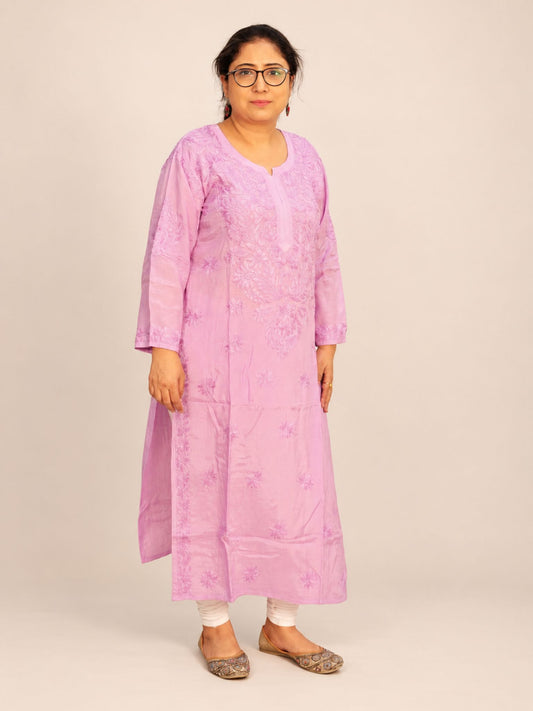 Pink Chanderi Straight Kurti