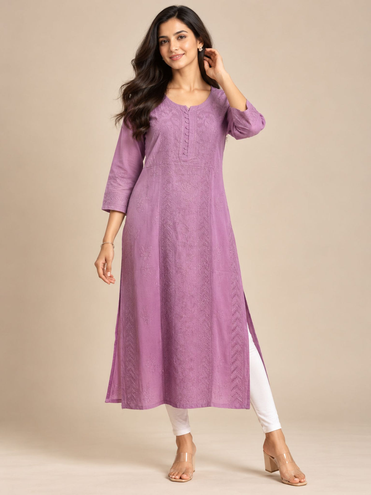 Lavender Ombre Modal Straight Kurti