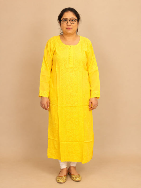 Yellow Ombre Modal Straight Kurti