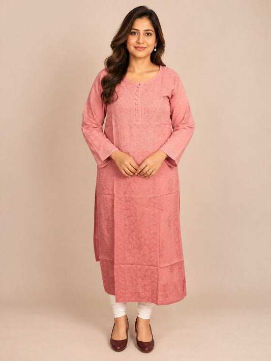 Dusty Rose Ombre Modal Straight Kurti