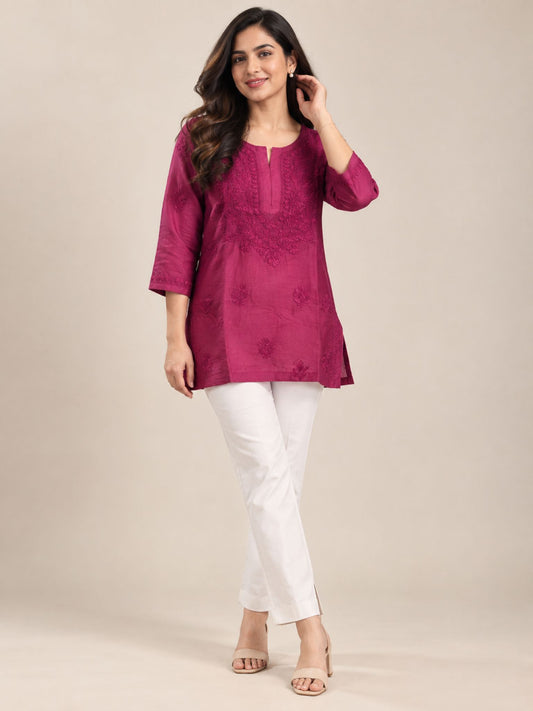 Maroon Muslin Short Top