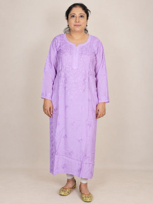 Lavender Muslin Straight Kurti